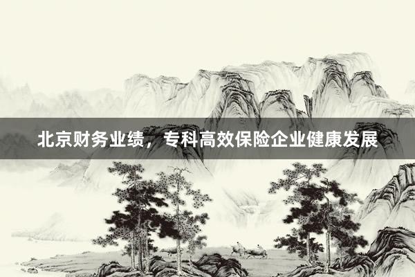 北京财务业绩，专科高效保险企业健康发展